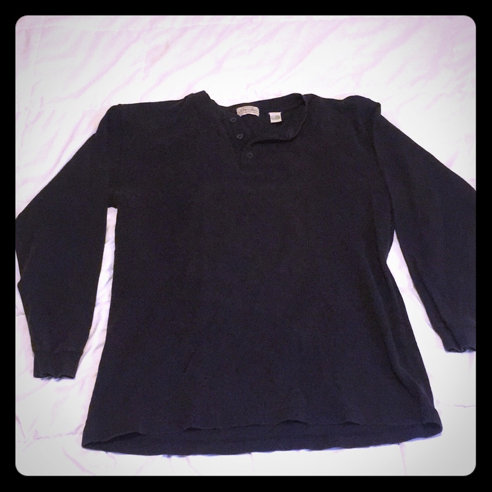 St John’s Bay 3/4 Button Henley, Navy Men’s L